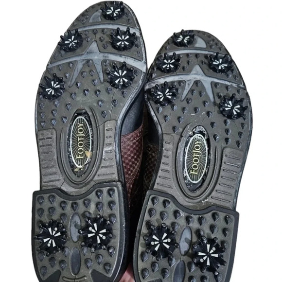 FootJoy DryJoy Men Size 11 Brown Black Saddle Croc Print Classic Golf Tour Shoes - Picture 6 of 7